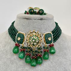 Green Rajwadi Jaipuri Kundan meenakari necklace, Indian wedding Jewelry, Bridal jewelry pakistani Jewelry Regular Size And Adjustable Meenakari necklace Rajwadi Necklace Set Color, shades, texture displayed may slightly vary from the actual product due to digital image limitations. We request you to consider these minor variations. Please expect the possibility of some slight imperfections when buying handmade jewelry.  Please let me know if you have any questions. Arrives in a gift box. Thank you so much for visiting my shop. Kundan Necklaces For Eid Gifts, Eid Gift Kundan Necklaces, Round Kundan Jewelry For Eid, Kundan Cutdana Jewelry For Eid, Kundan Jewelry With Cutdana For Eid, Green Kundan Necklace For Ceremonial Occasion, Kundan Jewelry For Eid, Meenakari Necklace For Eid Gift, Green Ceremonial Kundan Necklace