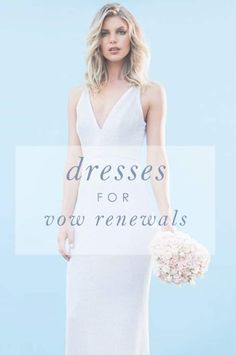 a woman in a white dress with the words dresses for low renewals on it