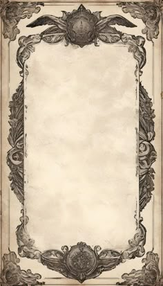 an old fashioned frame with ornate designs and scrolls on the edges, in sepia