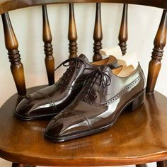 Leather Dress Shoes Mens, Handmade Chestnut Brogue Dress Shoes sold by Barismil Leather Shoes & Boots on Storenvy Formal Shoes For Men Classy, Yohei Fukuda, Saville Row, Gents Shoes, Dress Shoes For Men, Shoes Formal, Gentleman Shoes, Oxford Brogues, Bespoke Shoes