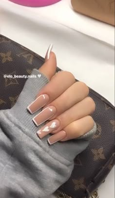 Tan Nails Design Ideas, Brown Acrylic Nails, Nail Designs Acrylic, Nail Designs Fall, Fall Acrylic Nails