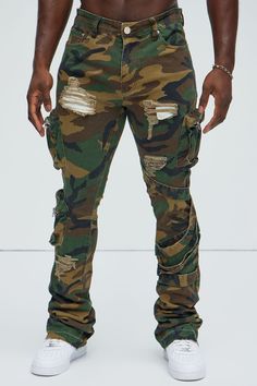 Available In Camouflage. Flared Fit Zip Fly 98% Cotton 2% Spandex Disclaimer: Due To The Specialized Distressing & Wash Process, Each Garment Is Unique. Camo Print Button Closure 5 Pocket Deatil Straps Detail Cargo Pockets Distressed Detail Imported | Mens Find Out Cargo Slim Flare Pants in Camouflage size 30 by Fashion Nova Fitted Camouflage Bottoms With Cargo Pockets, Fitted Camouflage Pants With Cargo Pockets, Stretch Military Camouflage Bottoms, Fitted Camouflage Military Pants, Fitted Camouflage Cargo Pants With Straight Leg, Fitted Camouflage Cargo Pants, Fitted Camouflage Cargo Pants For Streetwear, Fitted Camouflage Bottoms For Fall, Fitted Camouflage Pants For Fall