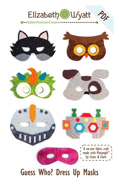 several masks with different designs on them