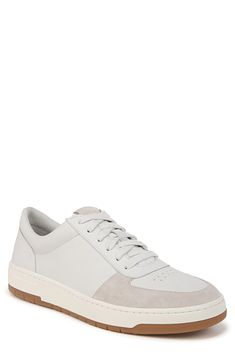 A contrast bumper sole pops on the heel of this charmingly understated sneaker crafted from soft calfskin leather with a durable, flexible rubber sole. Lace-up style Leather upper and lining/rubber sole Imported Low-top Calf Leather Sneakers With Textured Sole, Comfortable Round Toe Sneakers With Leather Sole, Calf Leather Sneakers With Perforated Toe Box, Everyday Suede Sneakers With Leather Sole, Comfortable Sneakers With Textured Sole In Swift Leather, Classic Synthetic Sneakers With Gum Sole, Comfortable Swift Leather Sneakers With Rubber Sole, Everyday Sneakers With Contrast Sole And Round Toe, Modern Everyday Sneakers With Round Toe