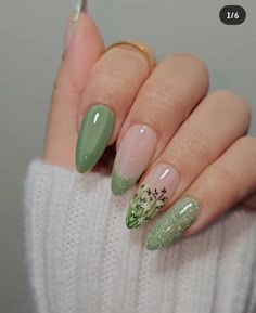 Green Spring Nails, Spring Nails Art, Nailart Ideas, Art Deco Nails, Nail Art Easy, Fancy Nails Designs, Simple Gel Nails, Nail Art Designs Videos, Easy Nails