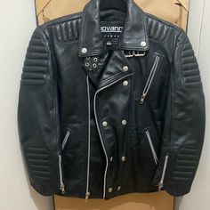 Boys Gently Used Genuine Blk Leather Moto Jacket Excellent Condition Sz 2xl In Boys Moto Outerwear With Zipper For Streetwear, Moto Style Outerwear With Zipper For Streetwear, Moto Biker Jacket For Winter Streetwear, Winter Moto Leather Jacket For Streetwear, Winter Moto Biker Jacket For Streetwear, Winter Biker Leather Jacket For Streetwear, Black Long Sleeve Biker Jacket For Streetwear, Trendy Winter Biker Jacket For Motorcycling, Trendy Winter Outerwear For Motorcycling