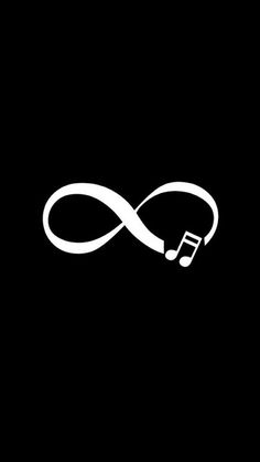 an infinite sign with a music note in it's center on a black background