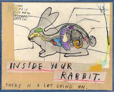 a drawing of a rabbit with the words inside your rabbit there is a lot going on