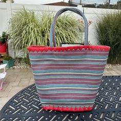 Large Striped Weaved Raffia Straw Beach Basket Tote Bag In Red, White And Blue New Without Tags W 19.5 X H 15” X D 7.25” Handle Drop 10” Inside Zipper Pocket Large Capacity Perfect For Beach Towels Red Large Capacity Bag For Summer, Large Capacity Red Bags For Summer, Red Straw Shopping Bag, Red Straw Bag For Shopping, Red Large Capacity Beach Bag For Vacation, Large Capacity Red Beach Bag For Vacation, Large Capacity Red Beach Bag For Travel, Casual Red Rectangular Beach Bag, Red Woven Straw Bag For Shopping