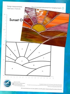 an image of stained glass with the words sunset o'clock and sun on it