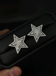 Setting Description, Earring Minimalist, Diamond Earring, Star Earrings Stud, Fancy Diamonds, Star Design, Star Studs, Antique Jewellery, Star Designs