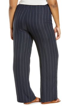 Classic stripes add to the polished style of these comfy pull-on pants that are absolutely office approved. Elastic waist Side-seam pockets 85% rayon, 14% nylon, 1% polyester Hand wash, line dry Imported Women's Clothing Viscose Wide-leg Workwear Bottoms, Workwear Wide-leg Viscose Pants, Viscose Wide-leg Workwear Pants, Viscose Wide-leg Pants For Work, Viscose Wide Leg Ankle-length Work Pants, Viscose Wide Leg Ankle-length Pants For Work, Viscose Ankle-length Wide Leg Work Pants, Stretch Viscose Wide Leg Pants For Work, Ankle-length Viscose Wide Leg Pants For Work