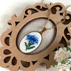 Dainty blue cornflower necklace is a wonderful gift for women. Jewelry pendant with small flower is a wonderful gift for daughter, sister or best friend women. Simple floral necklace is suitable for every day and for a special occasion. This jewelry perfect accessory for complete your summer look. This pendant is made in the technique of micro-embroidery cross stitch on cotton canvas with cotton threads.  The size of each cross stitch is less than 1 mm. MATERIALS: The color of the base and chain Blue Necklace For Mother's Day Gift, Blue Flower Pendant Necklace For Her, Blue Flower Pendant Necklace As A Gift For Her, Blue Flower Pendant Necklace Gift For Her, Dainty Handmade Necklace For Best Friend, Blue Flower Necklace As Gift For Her, Blue Jewelry For Mother's Day Gift, Blue Jewelry For Best Friend Gift On Mother's Day, Blue Jewelry Gift For Mother's Day