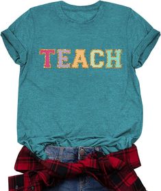 PRICES MAY VARY. Our teacher shirts for women are made of a cotton blend, soft, comfortable, breathable, and stretchy. They are cute and make a great statement for any teacher. Feature: Teacher tshirts, kindergarten prek teacher shirts, cute teacher letter graphic tshirt, funny back to school t shirts, preschool teacher first day of school tees, first grade holiday teacher appreciation shirts gift top. Occasion: This teacher t shirts for women are suitable for any holiday celebrations, including Cotton Stretch T-shirt With Text Print, Funny Text Stretch Short Sleeve T-shirt, Cute Stretch Cotton T-shirt, Graphic Print Stretch Cotton Shirt, Stretch Cotton Shirt With Graphic Print, Cotton Stretch Shirt With Graphic Print, Stretch Cotton Shirt With Letter Print, Tan Cotton Shirt With Text Print, Stretch Graphic Tee With Letter Print