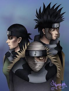 three people with black hair and silver helmets