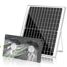 an image of two solar panels with green leaves coming out of the top and bottom