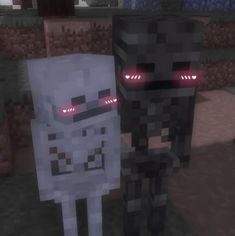 two minecraft characters standing next to each other