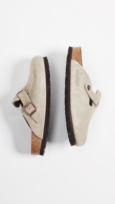 Find BIRKENSTOCK Boston Sfb Clogs on Editorialist. Leather: Cowhide suede. Narrow fit. Soft cork footbed. Mules. Flat profile. Buckle at top. Rounded toe. Rubber sole. Made in Germany. This item cannot be gift-boxed. Slip-on Suede Mules With Cork-bed Midsoles, Suede Mules With Cork-bed Midsoles, Suede Mules With Textured Footbed And Round Toe, Spring Suede Clogs With Leather Footbed, Suede Clogs With Textured Footbed And Flat Heel, Suede Clogs With Leather Sole And Flat Heel, Birkenstock Boston Soft Footbed, Boston Soft Footbed, Birkenstock Mules