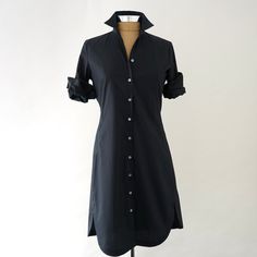 Black Everyday Shirt Dress – Shirtini Classic Dress With Rolled Sleeves, Elegant Button-up Shirt Dress With Rolled Sleeves, Workwear Button-up Shirt Dress With Rolled Sleeves, Black Shirt Dress Outfit Classy, Classic Dress With Rolled Sleeves For Work, Elegant Shirt Dress With Rolled Sleeves For Daywear, Elegant Shirt Dress With Roll-up Sleeves For Daywear, Classic Shirt Dress With Rolled Sleeves For Daywear, Collared Shirt Dress With Rolled Sleeves For Work