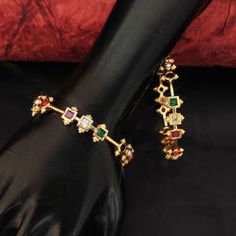 Gold Rodium Polish Multicolor color Bangles in Metal Alloy studded with CZ Diamond Multicolor Jeweled Bangle, Festive Multicolor Metal Bracelets, Festive Multicolor Metal Bangle, Metal Bracelets With Multicolor Jeweled Details, Elegant Multicolor Alloy Jewelry, Metal Bangles, Diamond Gold, Cz Diamond, Gold Diamond