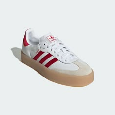 adidas Sambae Shoes - White | Free Shipping with adiClub | adidas US Adidas Platform Sneakers, 1 2 Buckle My Shoe, Adidas Samba Outfits, Cazal Eyewear, Buckle My Shoe, Samba Outfits, Osiris Shoes, Indoor Football, Jacket Outfit Women