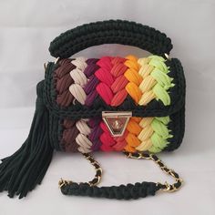 Handmade Colorful Crochet Shoulder Bag has lined  Multicolor Women Bag dimensions    23 cm x 9 cm x 20 cm  Crochet bag strap lenght 100 cm  Hand Woven Bag knitted with premium tshirt yarn  Designer colorful Bag is custom made bag. Custom design can be made.  Please contact me for the colors and sized you want Colorful Crochet Shoulder Bag/Multicolor Women Bag/Designer Black Bag/Personalized Luxury Hand Woven Bag Hand Knit Bag, Crochet Purse Pattern Free, Shoulder Bag Designer, Handmade Crochet Bags, Colorful Handbags, Crochet Shoulder Bag, Crochet Purse Patterns, Colorful Bags, Handmade Headbands