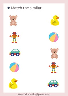 Match the similar worksheets for preschoolers and kindergarten students ...