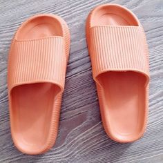 Women Slippers Thick Soft Sole Slide Sandals Anti Slip JKP4694 Orange Non-slip Flat Sandals, Orange Flat Non-slip Sandals, Non-slip Flat Flip Flops, Non-slip Orange Sandals For Summer, Non-slip Flat Slippers For Summer, Comfortable Orange Slide Sandals, Summer Non-slip Orange Sandals, Non-slip Flat Summer Slippers, Summer Flat Non-slip Slippers