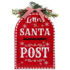 a red mailbox that says letters to santa post