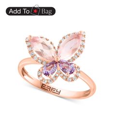 in stock 14k Gold Amethyst Ring With Diamond Accents For Gift, Amethyst Diamond Ring In Rose Gold, Quartz Pink, Bath And Body Works Perfume, Gold Sign, 14k Rose Gold Ring, Butterfly Ring, Pink Amethyst, Pink Ring