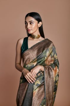 The real charm lies in elegance and our handwoven tussar silk sarees are just the perfect match for any of your festive get-together. The weaving city Varanasi sure has some style legacy and the rich drapery that evolved from this region is the Banarasi sarees. There are various type of Banarasi sarees available and one among them is the Banarasi weaving tussar silk saree which is soft, flowy and light weight Floral Silk Saree, Khadi Sarees, Shoot Moodboard, Engagement Saree, Tussar Silk Sarees, Simple Saree Designs, Khadi Saree, Model Shoot, Simple Sarees