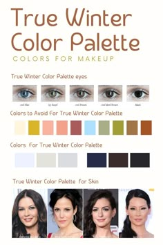 true winter color palette Winter Season Color Palette, True Winter Hair, Season Color Palette, True Winter Makeup