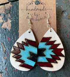 Hand Painted Artisan Jewelry For Everyday, Artisan Hand Painted Everyday Jewelry, Unique Hand Painted Everyday Jewelry, Everyday Artisan Hand Painted Jewelry, Adjustable Hand Painted Jewelry For Everyday, Hand Painted Bohemian Jewelry For Everyday, Southwestern Hand-tooled Earrings As Gift, Everyday Hand Painted Dangle Jewelry, Southwestern Hand Tooled Earrings For Gift