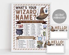 a wizard's name is on the front and back of this printable poster