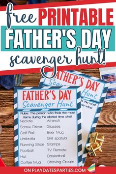 father's day scavenger hunt with free printables on the table