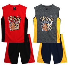 Quad Seven Boys' 4-Piece Performance Short Sets are all the rage for competitive youngsters. Hell play with confidence wearing varsity colors and graphics in these mix and match outfits. These fashion forward clothes make an awesome gift for the future athlete in your family. Versatile - This sporty set comes with four pieces, including mesh shorts and vibrant graphic T-shirts, providing more choices for him and fewer laundry days for you. Performance Fabric will keep your son cool and dry all d Cotton Sports Sets For Sports Season, Cotton Sport Sets With Graphic Print, Sporty Cotton Sets For Sports Season, Cotton Graphic Print Sports Sets, Sports Crew Neck Sets With Letter Print, Sports Sets With Graphic Print And Short Sleeves, Crew Neck Letter Print Sets For Sports, Letter Print Crew Neck Sports Set, Sporty Short Sleeve Sets For Sports Events