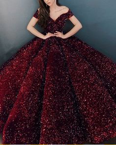 Velvet Sequins Wedding Dress Burgundy Sweet 15 Birthday, Sequin Ball Gown, Sweet 15 Dresses, Pretty Quinceanera Dresses, Gown For Women, Sequins Dress, Outfits Petite, Sweet 15, Current Fashion