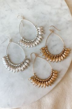 Make a statement with these stylish Teardrop Earrings with Beaded Dangles. Handcrafted Sophisticated Design, Beaded Dangles, Elegant Earrings, Teardrop Earrings, Timeless Style, To Draw, Silver Gold, Timeless Fashion, Gift Card