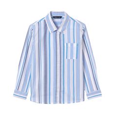 Mayoral Nukutavake Blue shirt with multi vertical stripes. Ideal for sunny days and a smart casual occasion, this long-sleeved shirt is made in lightweight, breathable cotton. 100% cotton. Casual Striped Yarn-dyed Shirt, Blue Vertical Stripes Button-up Shirt, Blue Long Sleeve Shirt With Striped Collar, Blue Shirt With Horizontal Stripes For Summer, Blue Long Sleeve Tops With Vertical Stripes, Casual Blue Yarn-dyed Top, Striped Yarn-dyed Cotton Shirt, Casual Blue Horizontal Stripe Shirt, Blue Horizontal Stripe Long Sleeve Top