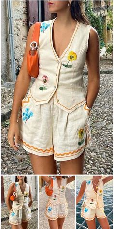 Casual Print Flowers Patchwork Pocket V Neck Sleeveless Two Pieces Etsy Patterns, Sleeveless Suit, Fall Winter Dresses, Elegant Embroidery, Leopard Fashion, Off Shoulder Fashion, Plus Size Jumpsuit, Fur Fashion, Maxi Dress Party