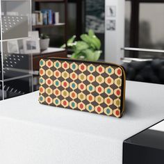 Retro Mid Century Mod Geometric Multicolor Zipper Wallet Cheap Playful Multicolor Wallets, Cheap Vintage Multicolor Wallets, Retro Rectangular Travel Wallet, Retro Style Rectangular Wallets For Daily Use, Retro Rectangular Wallets For Daily Use, Retro Wallet With Interior Card Slots, Retro Multicolor Wallets As Gifts, Retro Wallets With Interior Card Slots For Daily Use, Retro Multicolor Travel Wallet