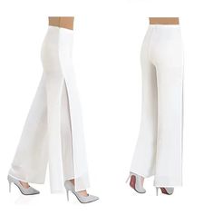 The Women's Wide Leg Summer Pants is exactly how style is defined. These fun high-waisted pants are versatile pants for women that can Take Your Style To The Next Level. If you want to break from your usual go-to styles this summer season then wide-leg pants will offer you a ton of options. It allows you to amplify your casual style preferences. Available in a range of sizes from petite to plus, these casual pants are trendy trousers for all occasions. Beautifully designed wide-leg pants that pu Summer Wide Leg Bottoms With Split Design, Versatile Non-stretch High-waisted Pants, High Waist Pants With Split Design For Summer, Stretch Summer Dress Pants In High-waisted Style, Versatile High Waist Stretch Dress Pants, Summer High-waisted Stretch Dress Pants, Stretch Solid Color Summer Dress Pants, Stretch High-waisted Dress Pants For Summer, Stretch High Waist Dress Pants