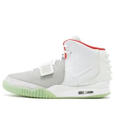 Nike's Air Yeezy 2 NRG 'Pure Platinum' sneaker is a stylish and functional option for both athletes and fashionistas alike. The unique design features a blend of grey hues on the upper, with a pop of bright red on the collar lining. The snakeskin texture on the side panels and prominent ridges on the molded rubber heel add a touch of luxury to the shoe, while the Air Tech Challenge II midsole provides cushioning and support. Whether you're hitting the gym or hitting the town, Nike's Air Yeezy 2 NRG 'Pure Platinum' sneaker is a great choice. (SNKR) Nike Custom Sneakers With Boost Midsole For Light Sports, Nike Breathable Sneakers With White Sole, Nike Custom Gray Sneakers For Light Sports, Gray Custom Sneakers With Translucent Outsole For Light Sports, Gray Custom Sneakers For Light Sports With Translucent Outsole, Nike Breathable High-top Sneakers For Streetwear, Nike Breathable Custom Sneakers For Light Sports, Nike Custom Breathable Synthetic Sneakers, Nike Breathable Gray Sneakers