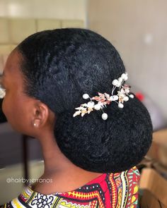 Low Bun Hairstyles For Bridesmaids, Bridal Low Bun Natural Hair, Natural Hair Low Bun, Low Bun Natural Hair, Natural Hair Bridal Hairstyles, Marley Hair Bun, Afro Hair Pieces, Bridal Bun Hairstyles