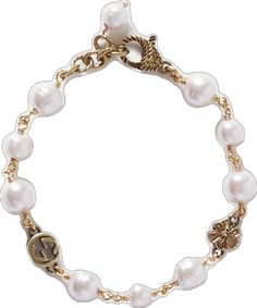 Luxury Gold-tone Pearl Jewelry, Gucci Elegant Yellow Gold Bracelet, Gucci Yellow Gold Bracelet For Formal Occasions, Gucci Gold Jubilee Bracelet Jewelry, Gucci Gold Jubilee Bracelet, Classic Gucci Bangle Bracelets, Elegant White Jewelry With Logo Charm, White Formal Jewelry With Logo Charm, Elegant Bracelets With Logo Charm As Gift