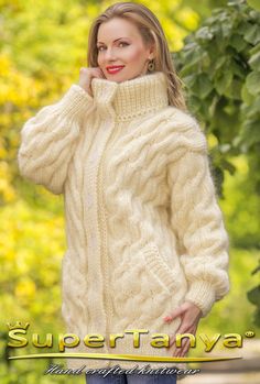 Ivory handmade mohair cardigan by SuperTanya Cozy Handmade Fitted Cardigan, Handmade Fitted Cozy Cardigan, Cream Mohair Hand-knitted Sweater, Hand Knitted Mohair Cream Sweater, Hand Knitted Cream Mohair Sweater, Cream Mohair Cardigan For Fall, Cream Hand Knitted Winter Cardigan, Hand Knitted Cream Cardigan For Winter, Cozy Cream Hand Knitted Cardigan