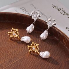 Style: Women Material: Titanium Steel, Imitation Pearl Pearl Type: Uncultured Pearl Color: White Earring Color: Gold Earring Size: 4*2cm Silver Alloy Jewelry With Pearl Drop, White Alloy Dangle Earrings, Silver Alloy Drop Pearl Earrings, White Dangle Alloy Earrings, White Alloy Pierced Earrings, Silver Plated Metal Pearl Earrings, White Alloy Earrings For Wedding, White Alloy Wedding Earrings, Formal Alloy Earrings For Pierced Ears