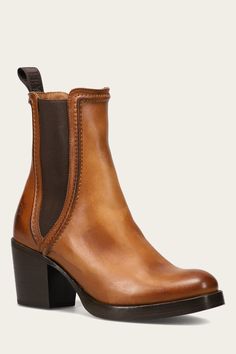 Jean Chelsea Boots for Women | The Frye Company The Frye Company, Walk In My Shoes, Frye Boots, Chunky Heel, V Shape, Chunky Heels, Sleek Design, Fashion Women, Focal Point