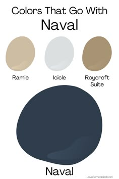 the colors that go with naval in this color scheme are blue, beige, and white