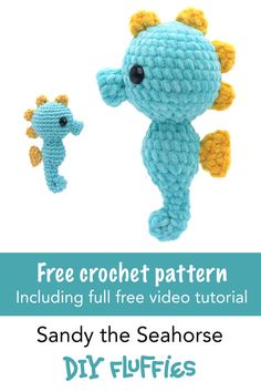 Crochet an adorable seahorse plush toy with this free Amigurumi pattern! Perfect for beginners, this step-by-step guide will help you create a charming and whimsical aquatic friend. Visit DIY Fluffies for the full free pattern and start your crochet project today!